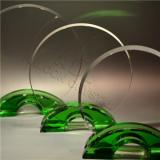 Crystal Circle With Double Green Arc Base Award